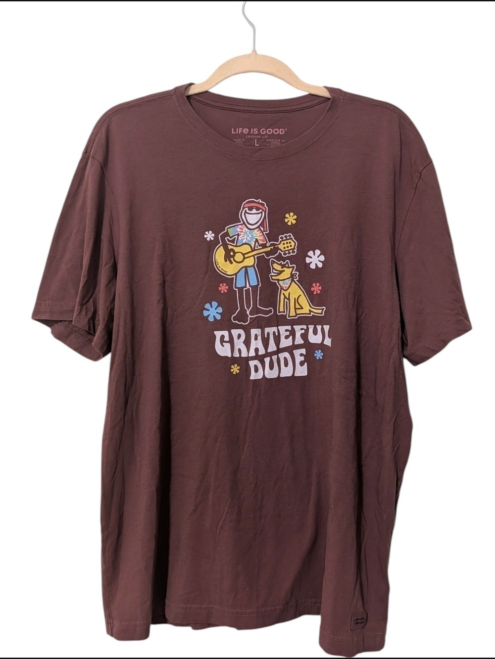 Life Is Good Brown Grateful Dude Graphic Tee L XL - Picture 2 of 4